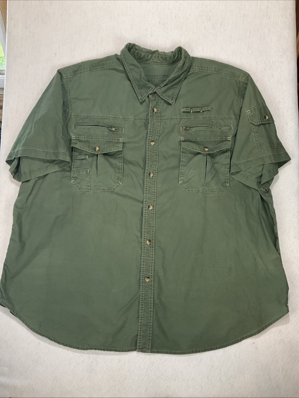 Boulder Creek Men's 4XL Olive Green Short Sleeve Utility Shirt with Multi-Pocket